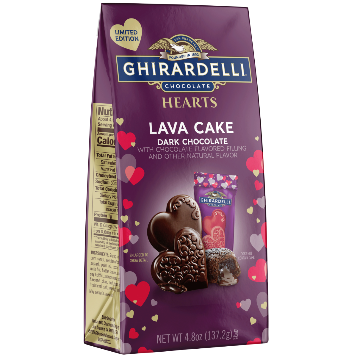 Dark Chocolate Lava Cake Duet Hearts 4.8 Oz Bag