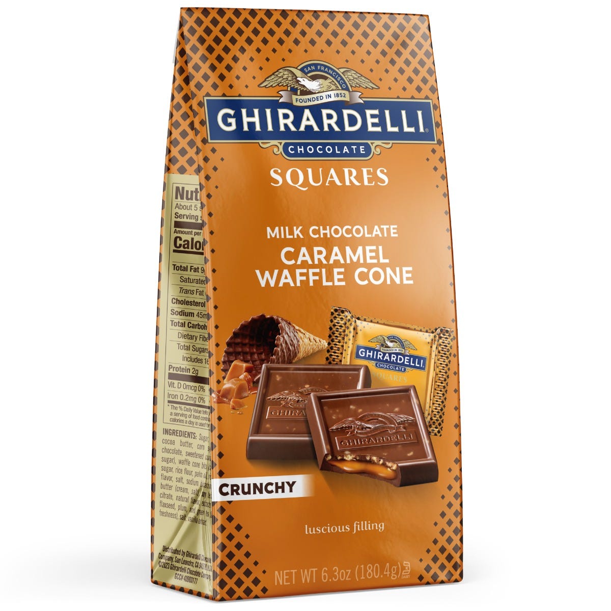 Milk Chocolate Caramel Waffle Cone Squares 6.3 Oz Bag