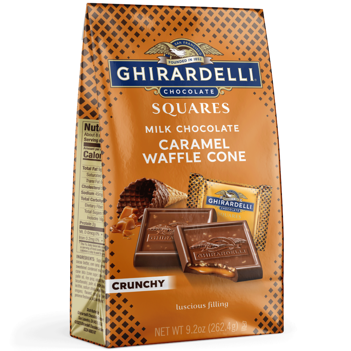 Milk Chocolate Caramel Waffle Cone Squares 9.2 Oz Bag