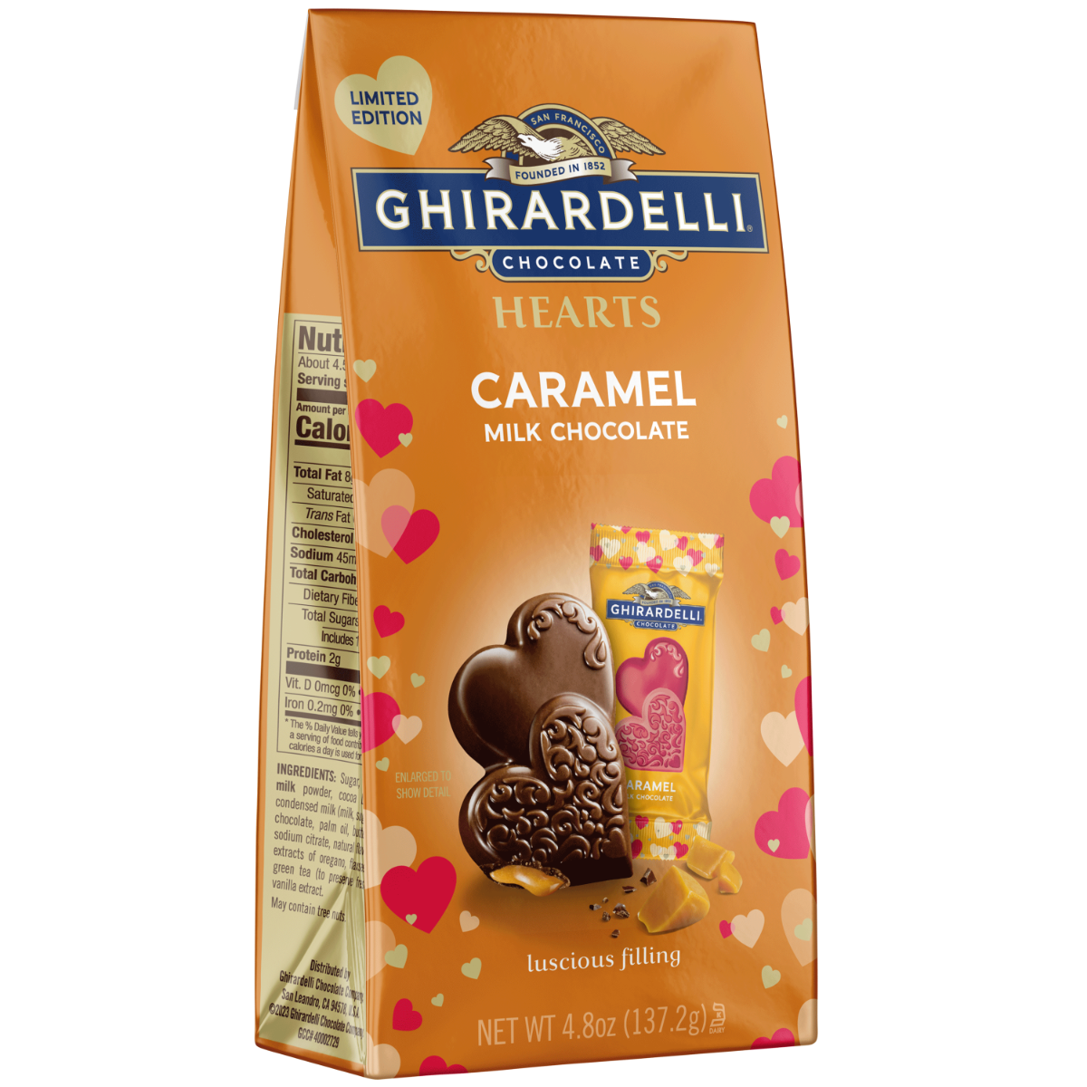 Milk Chocolate Caramel Hearts 4.8 Oz Bag