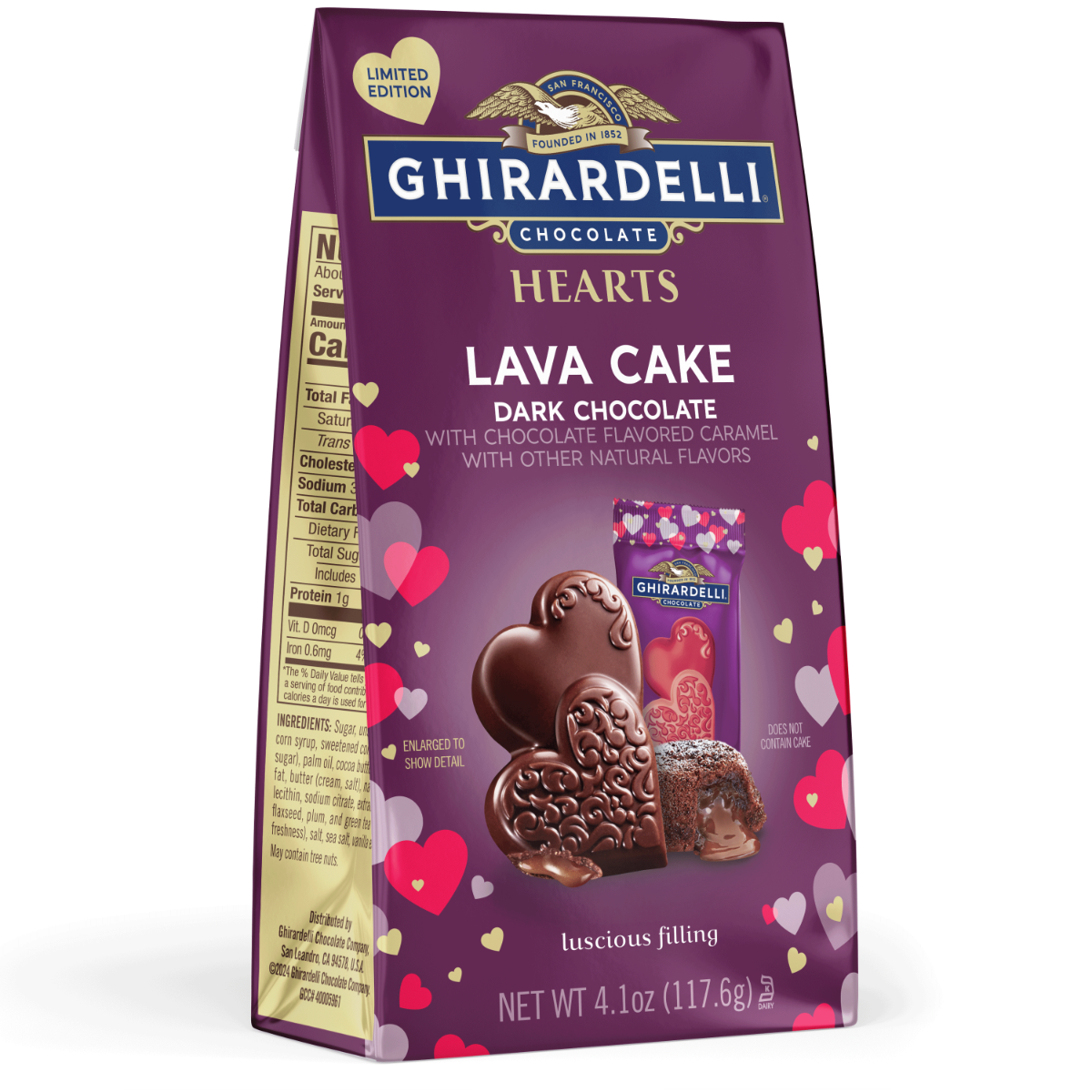 Dark Chocolate Lava Cake Duet Hearts 4.1 Oz Bag