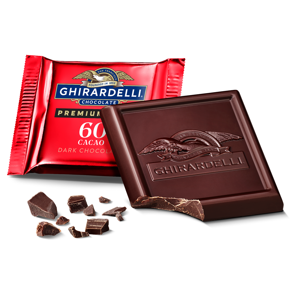 Premium Dark 60% Cacao Dark Chocolate SQUARES Case Pack (540 ct)